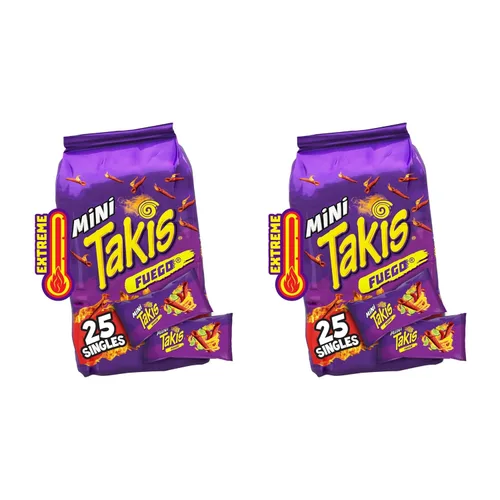 Miniatura 12 de Takis Blue Heat Mini - Paquete múltiple de 25 unidades / 1.23 onzas, tamaño bocado, sabor a chile picante, chips de tortilla enrollados