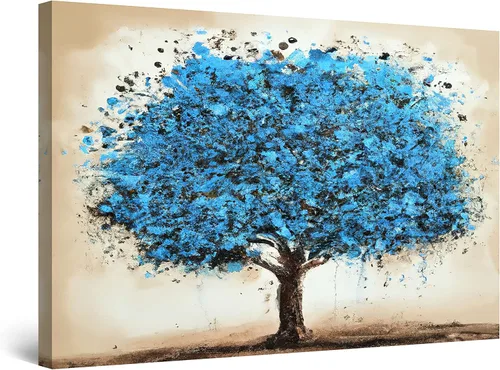 Miniatura 38 de Startonight Lienzo decorativo abstracto para pared, pintura del árbol de la vida amarillo, impresión grande estirada, moderna para dormitorio o sala