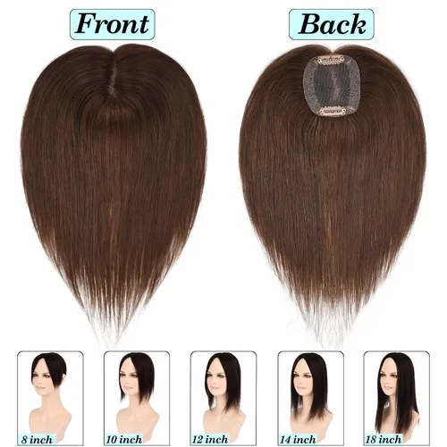 Miniatura 3 de JGS1996 Toppers de cabello humano real para mujer, 150% de densidad, hecha a mano, base de encaje, peluca de cabello Remy con piezas de cabello