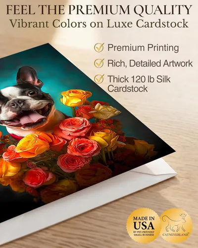Miniatura 3 de Boston Terrier - Tarjeta de felicitación para todas las ocasiones de la colección Unique Dog Party Delights, grande, 5 x 7 pulgadas