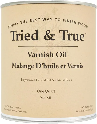 Tried & True Aceite de barniz superior, acabado de madera, cuarto de galón, resina de pino natural y aceite de linaza, ideal para muebles de