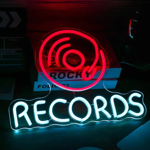 Miniatura 4 de Letrero de neón para discos de vinilo, luces de neón para decoración de pared, decoración de pared LED de música funky, letrero estético de neón