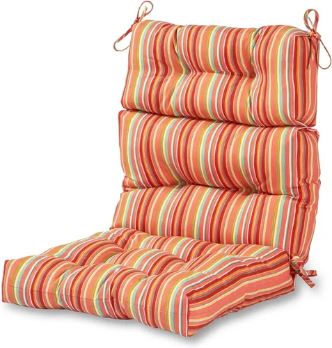 Miniatura 30 de Cojines para silla de respaldo alto para exteriores, diseño de asiento y respaldo con bisagras de una pieza, reversibles con 4 lazos, tela