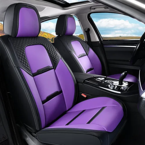 Miniatura 17 de Coverado Fundas para Asientos de Coche, Protector de Asiento con Soporte Lumbar y Reposacabezas Removible, Cojín de Asiento de Piel Transpirable
