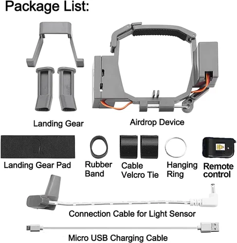 Miniatura 8 de Sistema Airdrop para DJI Mavic Pro, dispositivo de liberación de entrega de transporte de carga útil, liberación de cebo de pesca, gancho caída