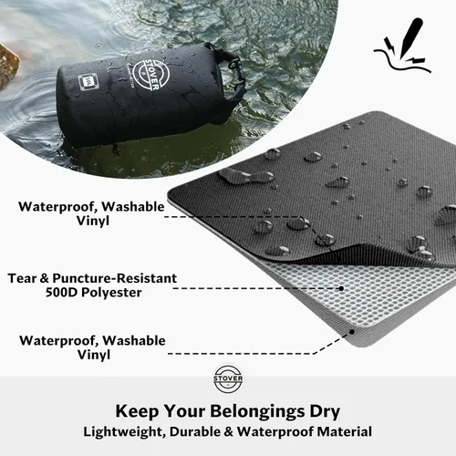 Miniatura 2 de STOVER 5/10/25/30/40/55L Waterproof Dry Bag- Roll-Top Backpack w/Phone Case- Kayaking, Hiking, Camping, Boating- Men/Women 10L negro