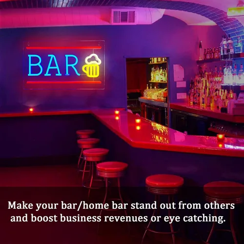 Miniatura 2 de Letrero de neón de bar, luz LED de neón de cerveza para decoración de pared, letreros de barra de neón alimentados por USB, luces de neón de barra