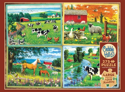Miniatura 5 de Cobble Hill - Rompecabezas de 275 piezas de fácil manejo, amigos del campo, póster de muestra incluido