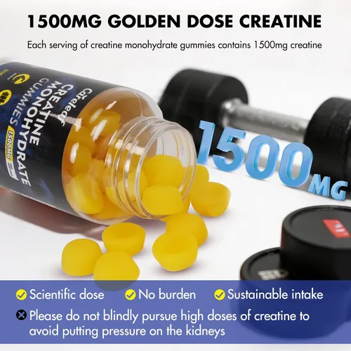 Miniatura 5 de Gomitas de monohidrato de creatina para hombres y mujeres, suplemento de creatina de 1500 mg para ganancia muscular, más fuerza y recuperación más