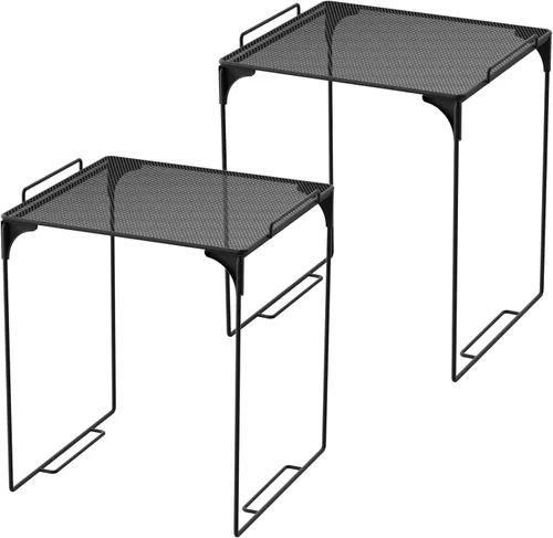 Miniatura 3 de Svartur Estantes apilables para taquilla para la escuela y el trabajo, organizador alto de casillero, paquete de 2, color negro