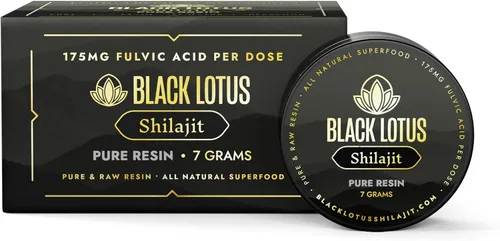 Black Lotus Pure Shilajit Resina, 0.27 oz, 100% Shilajit natural puro para hombres y mujeres con aminoácidos, 175 mg de ácido fúlvico, 85 minerales