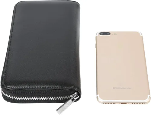 Miniatura 4 de Cynure Cartera grande de cuero con cierre RFID para mujer, 36 ranuras