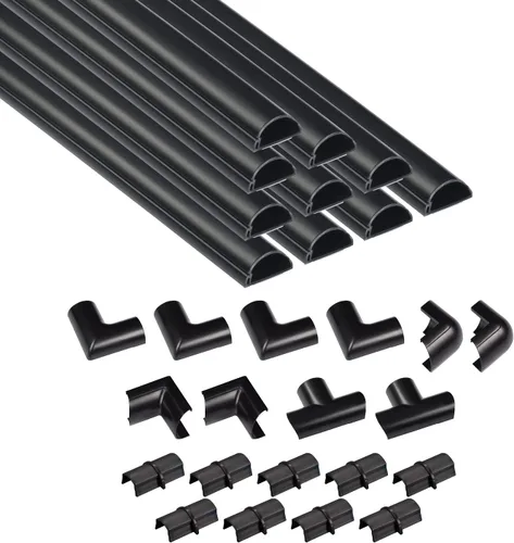 Miniatura 15 de D-Line Kit de ocultador de cable patentado de 157 pulgadas, cubierta de cable patentada, canal para ocultar cables en la pared, canal para cables