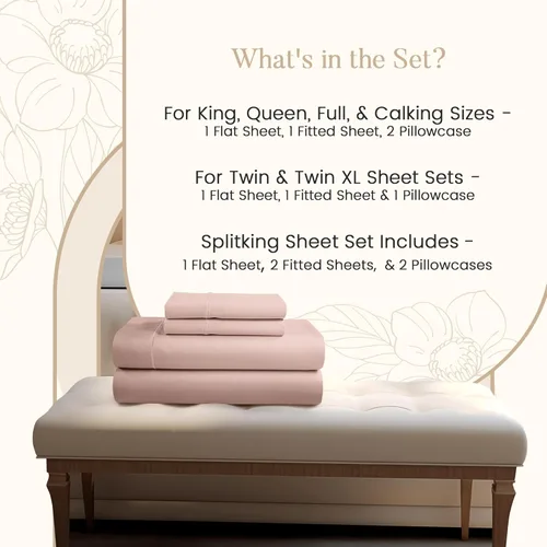 Miniatura 2 de Sábanas King con bolsillo profundo, 100% algodón egipcio para cama tamaño King, rosa polvoriento, 800 hilos, lujosas, suaves y transpirables, 11