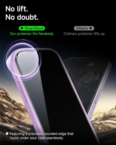 Miniatura 7 de SMARTDEVIL Corning™ Protector de pantalla accesorio para iPhone 17 - Diseño de alineación OnePress, vidrio templado reforzado 10H con precisión