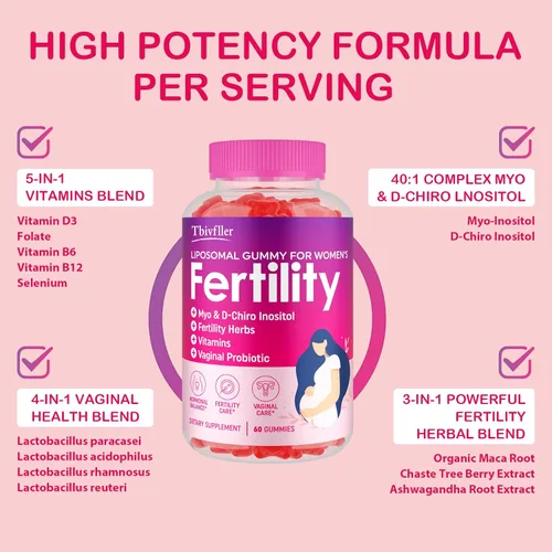 Miniatura 2 de Suplementos de fertilidad para mujeres, vitaminas prenatales con mio-inositol y D-Chiro inositol, folato, hierbas, para el equilibrio hormonal