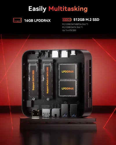 Miniatura 4 de KAMRUI E3B Mini PC con AMD Ryzen 5 7430U (Beat 5500U, hasta 4.3GHz), 16GB LPDDR4X 512GB M.2 SSD, Mini computadora para juegos con USB tipo C