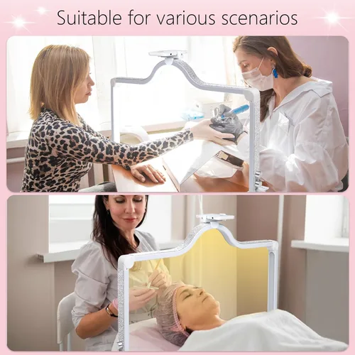 Miniatura 5 de Luz de uñas de 34 pulgadas para escritorio, luz de media luna con atenuación de 3 niveles, lámpara de 3360 lúmenes, ajustable con soporte