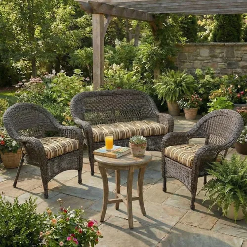 Miniatura 123 de RSH DECOR: Sunbrella 3-Piece Tufted Wicker Cushion Set 44" x 22" & 22" x 22" Outdoor Loveseat & U-Shaped Seat Cushions Crafted with