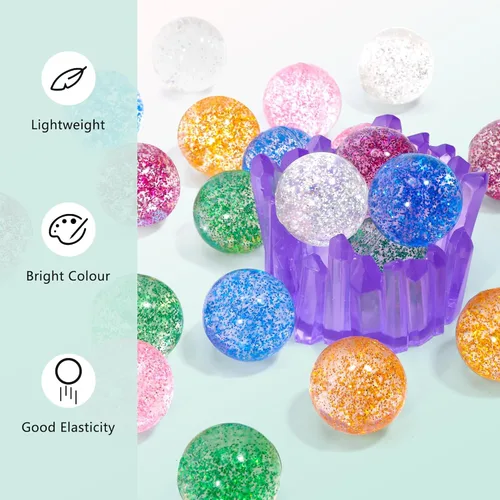 Miniatura 5 de Pllieay 24 bolas inflables con purpurina, 1.260 in, 6 colores, para regalos de fiesta de niños y rellenos de bolsas de regalos, relleno de bolsas
