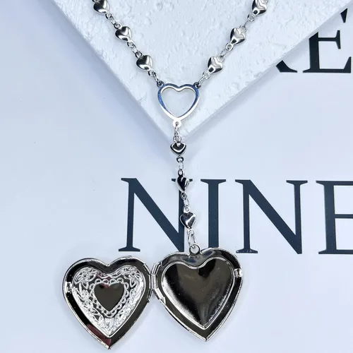 Miniatura 3 de ZKBKJSPZJB Collar con medallón de corazón personalizado para niñas, acero inoxidable, collar de corazón