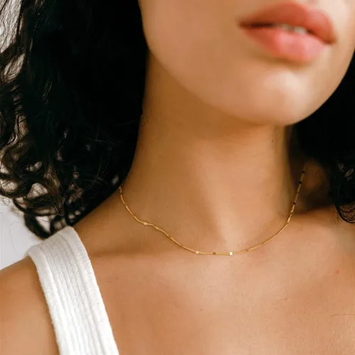 Miniatura 2 de Pancert Danity - Collar de oro para mujer, chapado en oro de 14 quilates, collar de cadena de eslabones de oro, collar de barra de puntos pequeños