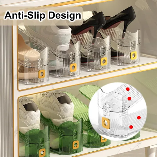 Miniatura 5 de Organizadores de zapatos, paquete de 12 unidades, apilador, almacenamiento para armario, ahorro de espacio