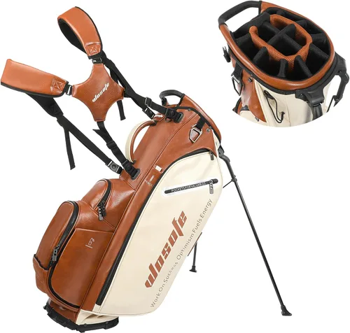 Miniatura 14 de WOSOFE PU Golf Bag with 6/14 Way Top Dividers Automatically Adjustable Dual Straps Elegant Design for Men Women Pu Golf Stand Bag with Multiple