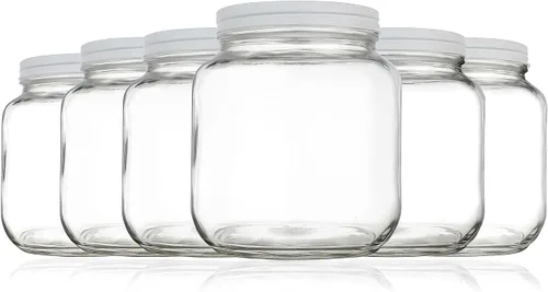 Miniatura 7 de kitchentoolz Juego de 3 tarros de vidrio grandes de un galón con tapa, tarro de boca ancha para té al sol, decapado, kombucha, jarra de vidrio de 1