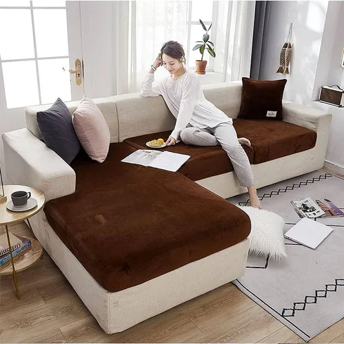 Miniatura 11 de Funda de cojín de terciopelo para sofá en forma de L, funda elástica para cojines de asiento, protector de muebles suave y antideslizante para silla
