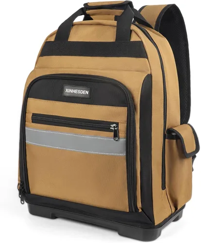 Mochila para herramientas, mochila de herramientas resistente con base moldeada impermeable, paquete de trabajo para electricista para herramientas