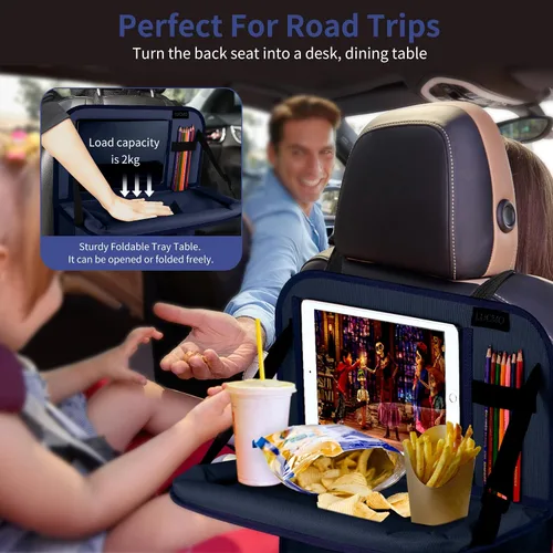 Miniatura 5 de LUCMO Organizador de asiento trasero de coche con soporte para tableta - 2 piezas, organizador de almacenamiento de coche con 6 bolsillos