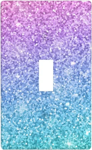 Cubierta para interruptor de luz, placas de pared con purpurina rosa y azul, 1 banda, palanca individual de 4.5 x 2.76 pulgadas, 1 paquete