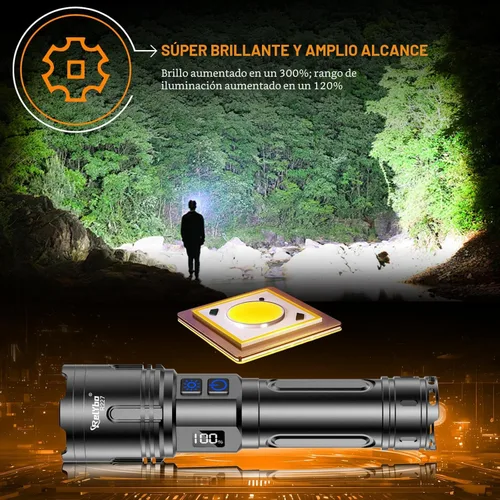 Miniatura 2 de Relybo Linternas recargables de alto lúmenes, linterna LED de 100000 lúmenes, linternas superbrillantes de alta potencia, largo alcance de 5000