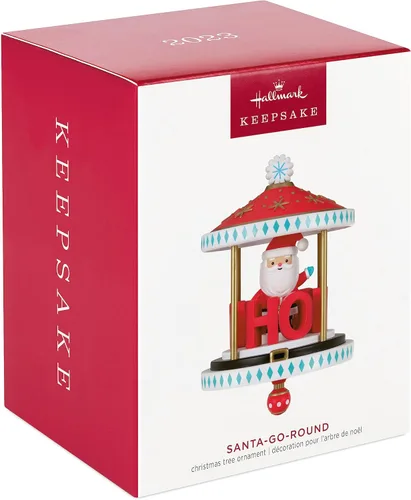 Miniatura 3 de Hallmark Keepsake Adorno Navideño Colgante con Movimiento 2023, Santa-Go-Round, Carrusel Ho Ho Ho, Regalos para Coleccionistas de Santa