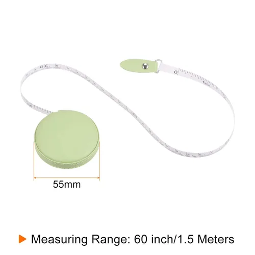 Miniatura 2 de HARFINGTON Cinta métrica retráctil redonda de 59.1 in/60 pulgadas, funda de cuero suave, tamaño de bolsillo para cuerpo, tela, medidas de costura