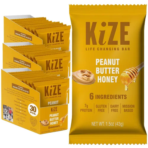 Miniatura 33 de KiZE Energy Bars - Barras energéticas de reemplazo de comidas con alto contenido de proteínas, a base de mantequilla de almendras, sin gluten, sin