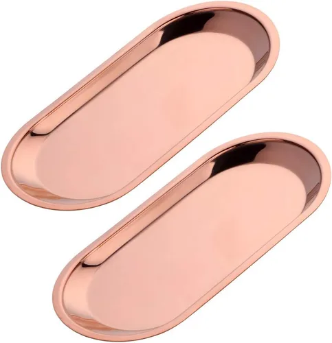 Miniatura 22 de Buyer star Bandeja ovalada de acero inoxidable de 9 pulgadas, bandeja de almacenamiento, bandeja de almacenamiento, plato de platos, cosméticos