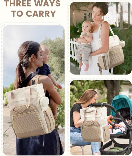 Miniatura 5 de LOVEVOOK Mochila para pañales, bolsa de bebé portátil de gran capacidad con cambiador de pañales plegable, bolsas de pañales impermeables para bebé