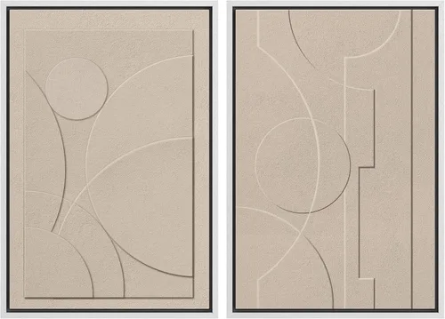 Miniatura 39 de SIGNWIN Lienzo enmarcado para pared, ilustraciones abstractas texturizadas en tonos beige terrosos, arte moderno, decorativo, contemporáneo