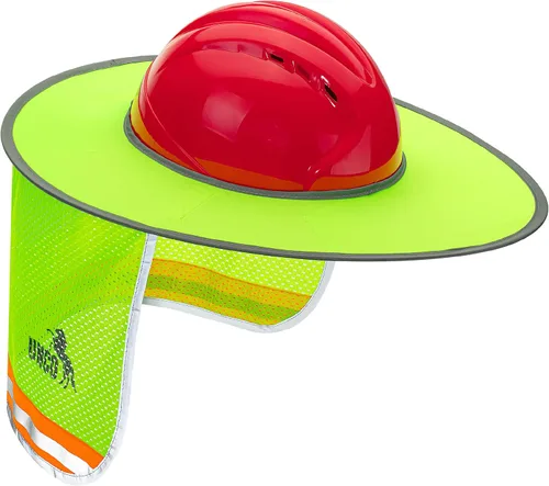 Miniatura 8 de Casco Industrial UNCO con Protector Solar, Verde, Visera Completa y Estándar de Malla, Alta Visibilidad Reflectante, Accesorio para Casco Duro