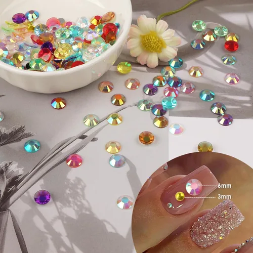 Miniatura 2 de Diamantes de imitación de resina con parte trasera plana para arte de uñas, 10000 unidades de diamantes de imitación transparentes de 0.079 pulgadas
