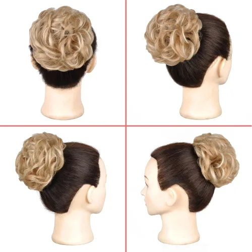 Miniatura 3 de KETHBE - Pieza de cabello con moño desordenado, extensiones de cabello con moño alborotado, banda elástica, piezas de cabello con moño rizado y 2