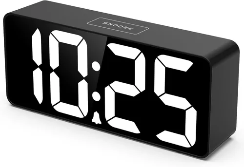 Miniatura 10 de Welgo Reloj despertador de número grande de 7.5 pulgadas para personas mayores y niños, 0-100% brillo y volumen ajustables, puerto de carga USB