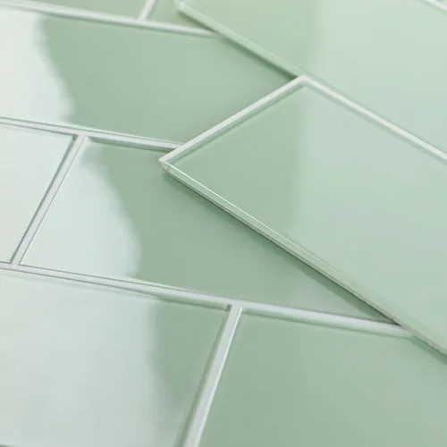 Miniatura 5 de Azulejos de cristal para despegar y pegar, loseta en muro de vidrio verde para pared de cocina y baño (5 hojas, 5 pies cuadrados)