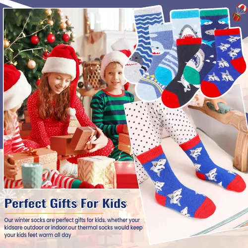 Miniatura 59 de Eocom 6 pares de calcetines de invierno cálidos de lana para niños y niñas