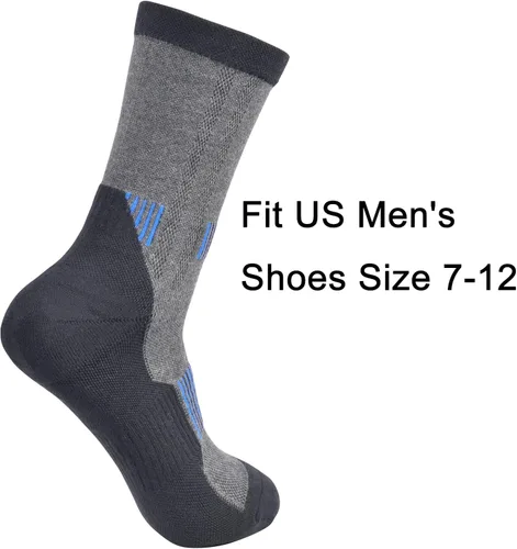 Miniatura 2 de WindCrosser Men's Padded Cushioned Anti Odor Compression Crew Mid Calf Cotton Hiking Trekking Socks