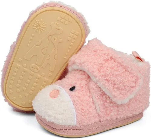 Miniatura 5 de ESTAMICO Botas cálidas de forro polar para recién nacidos, con suela antideslizante para cuna, calcetines de invierno, zapatos de dibujos animados
