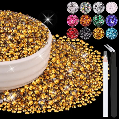 Miniatura 47 de 12000 diamantes de imitación de resina de 0.079 pulgadas a granel para manualidades (transparente), cristales deslumbrantes con parte trasera plana