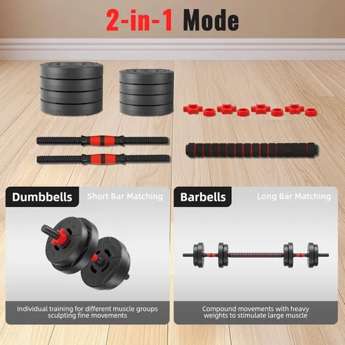 Miniatura 2 de Fitvids Adjustable Dumbbell Set, 40/60LBS Free Weight Set, Multi-Functional Portable Changeable Dumbbell Barbell Kettlebell Set for Home, Multiple